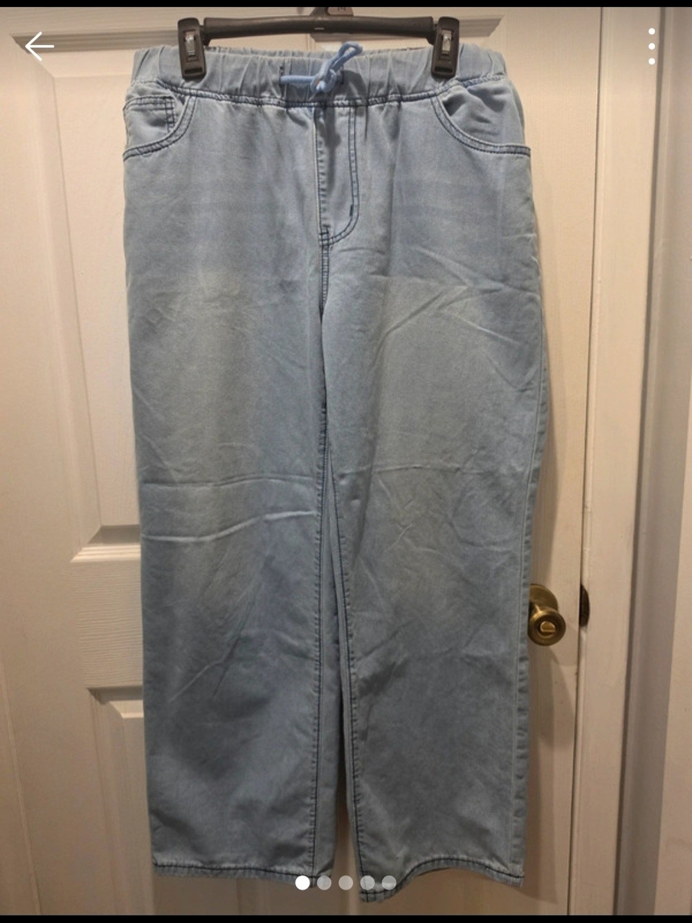 Light Wash Wide-Leg Elastic Waist Denim Pants XXL (Comfort Fit)- fits like L